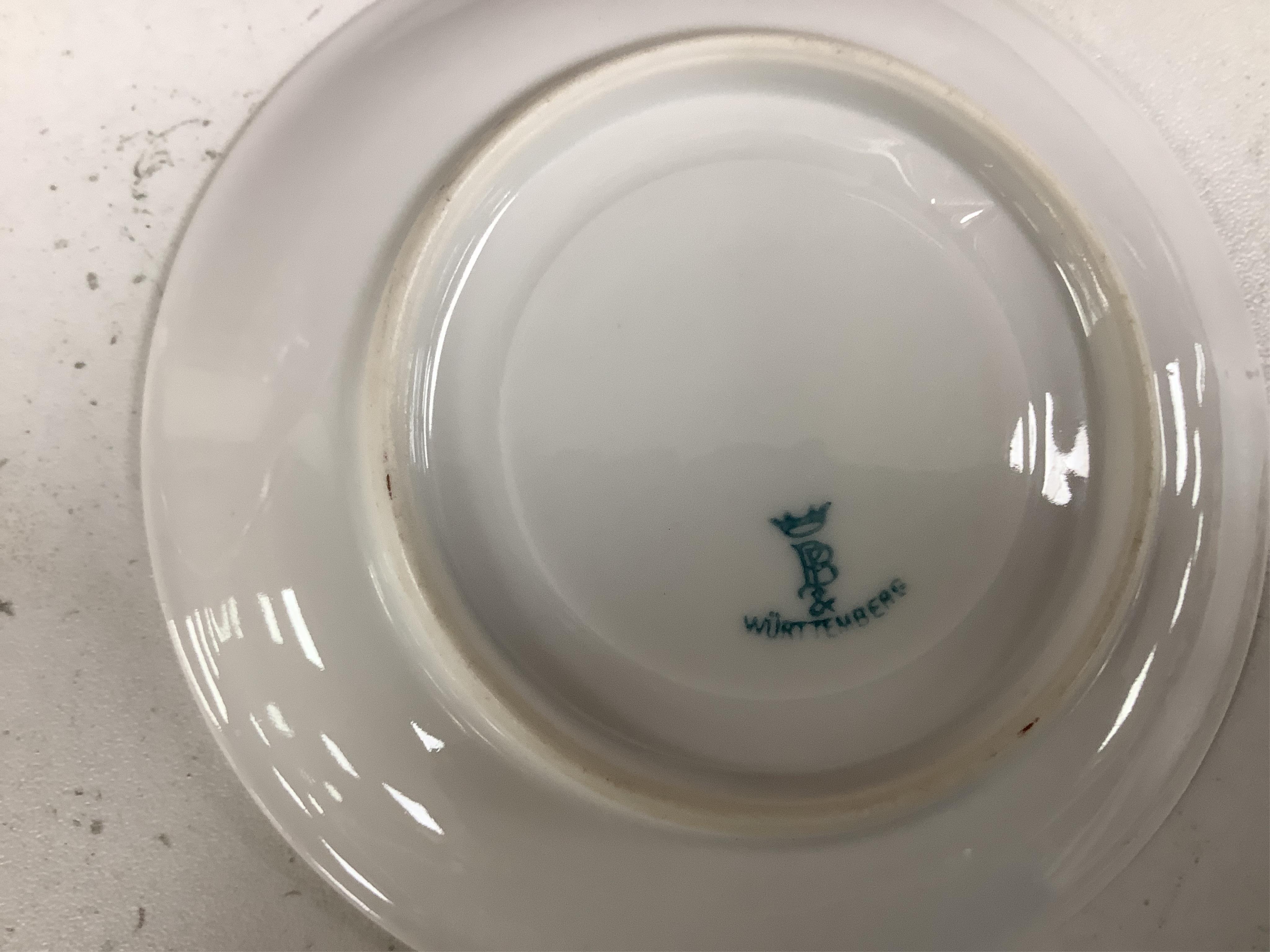 A cased Wurttemberg porcelain coffee set, silver mounted, 40cm wide